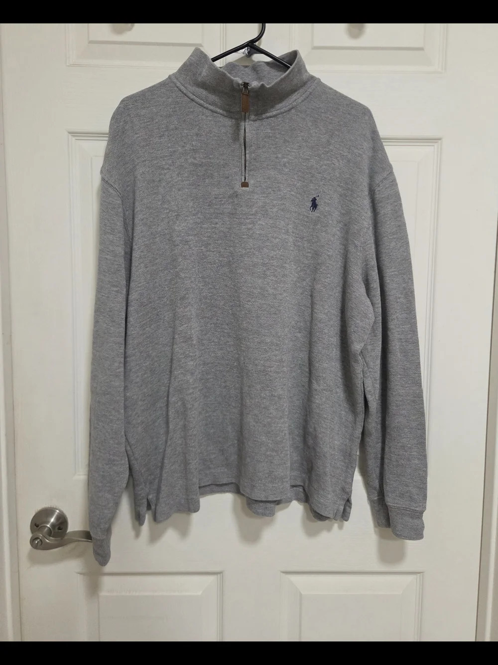 Polo Ralph Lauren Men's XL Grey Quarter-Zip Pullover Sweater 100% Cotton